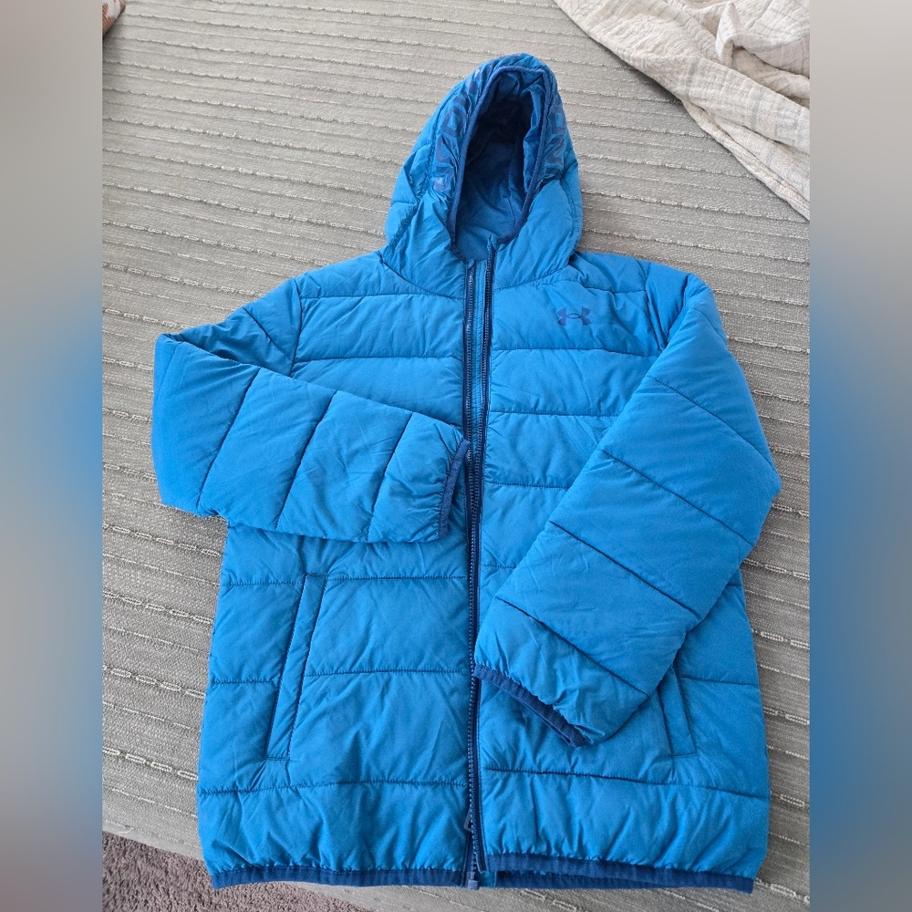 Under Armour Kids Blue Puffer Jacket Size Large youth